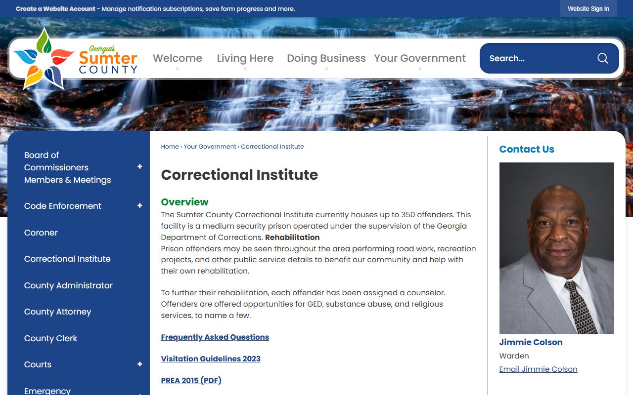 Sumter County Correctional Institute inmate lookup facility page