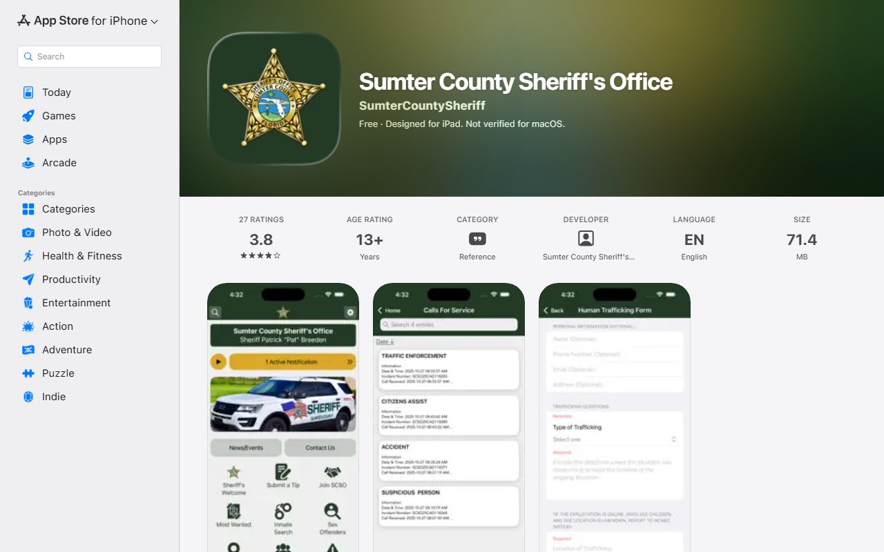 Sumter County inmate records sheriff mobile app